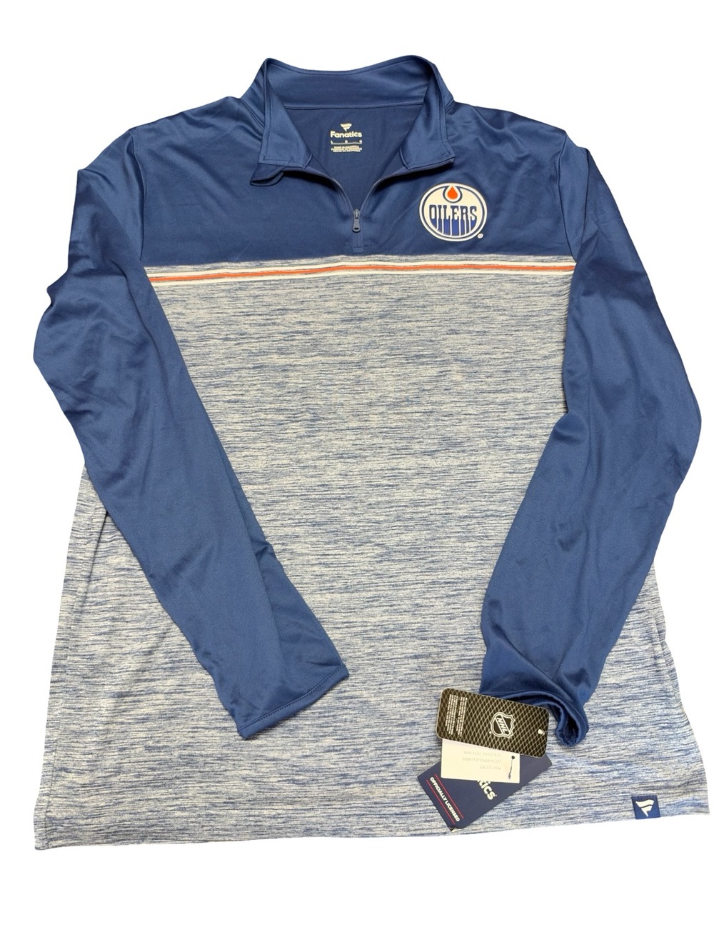 Fanatics Blue Heather Navy Edmonton Oilers Quarter-Zip Pullover